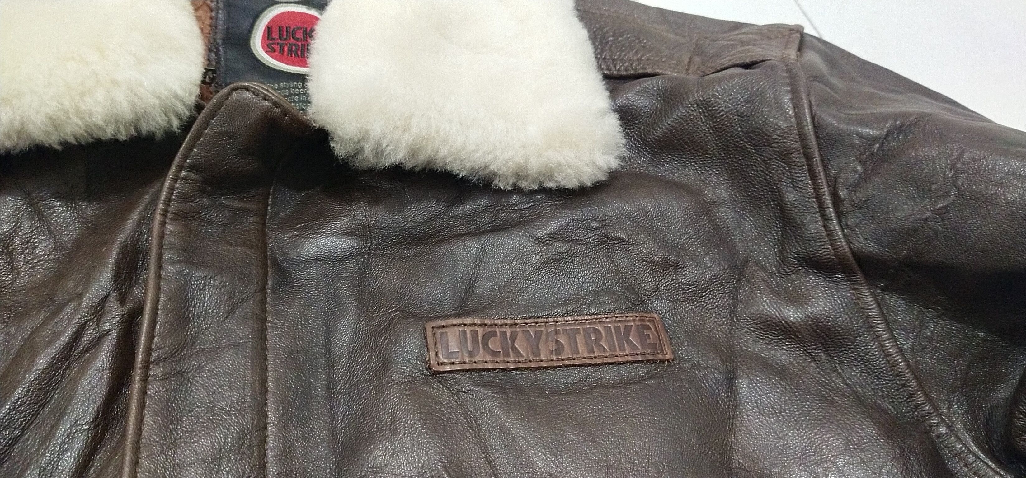 Leather Final💥 Drop Lucky Strike Leather Jacket L💥 Size US L / EU 52-54 / 3 - 6 Thumbnail