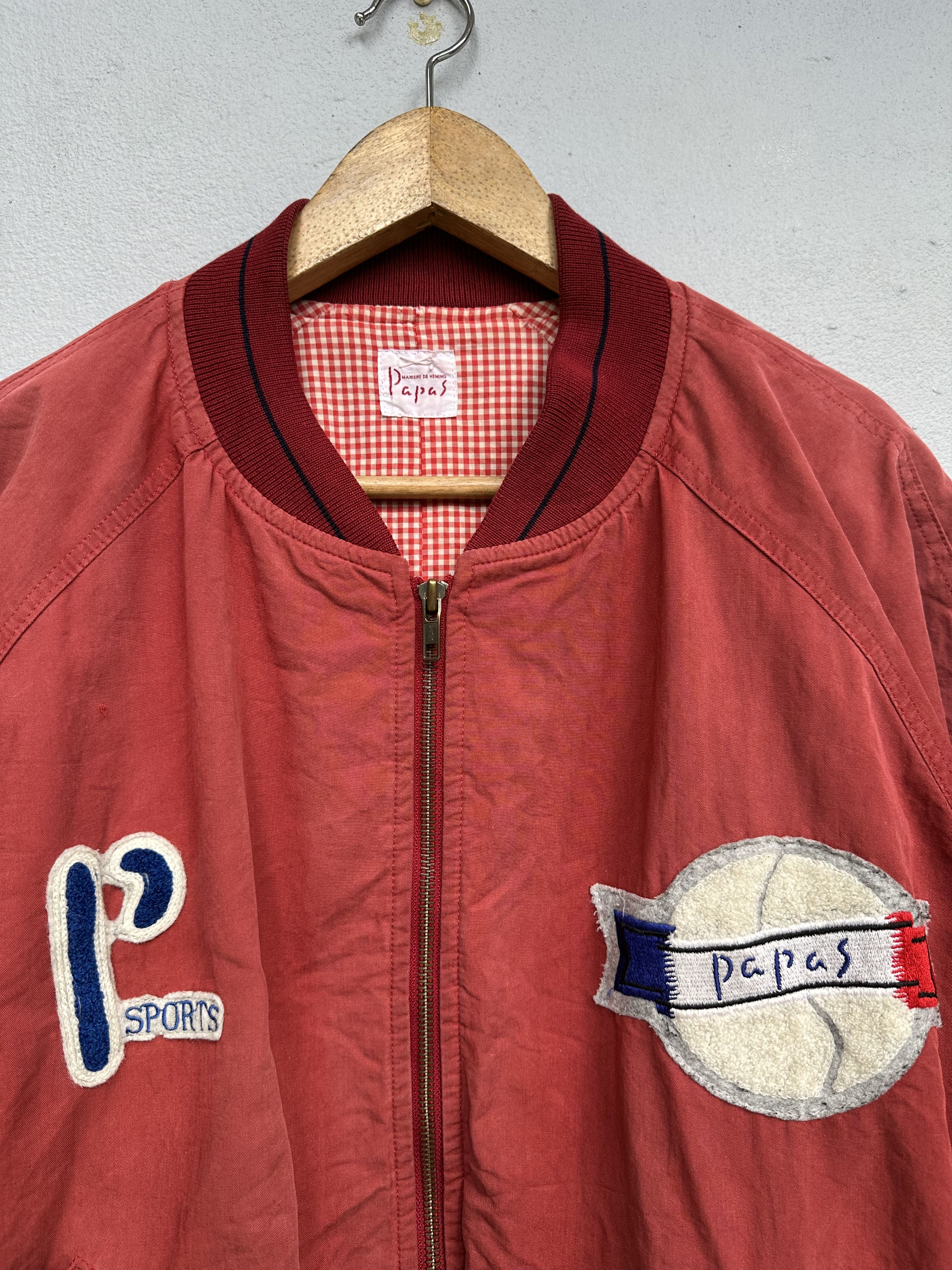 Mademoiselle Non Non Vintage 90s Papas Sports Logo Distressed Bomber Jacket Size US M / EU 48-50 / 2 - 5 Thumbnail