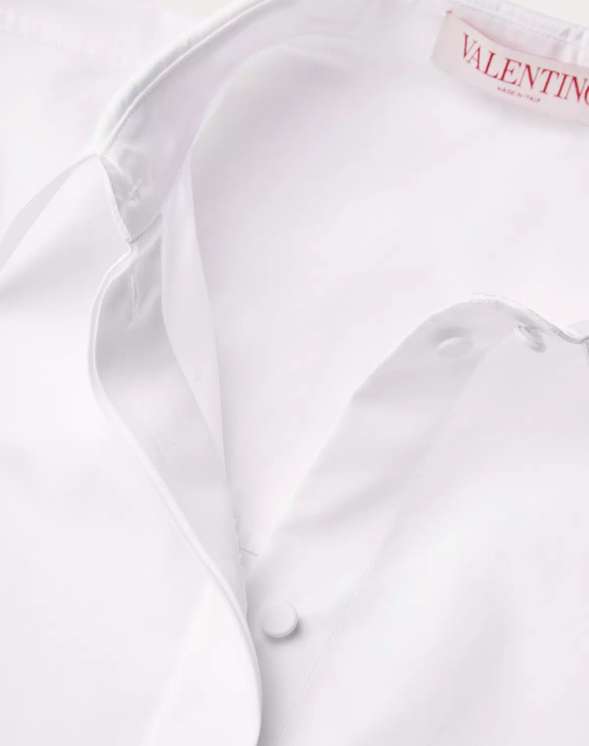 Valentino o1s1wg110625 Compact Popeline Blouse in White Size M / US 6-8 / IT 42-44 - 7 Thumbnail