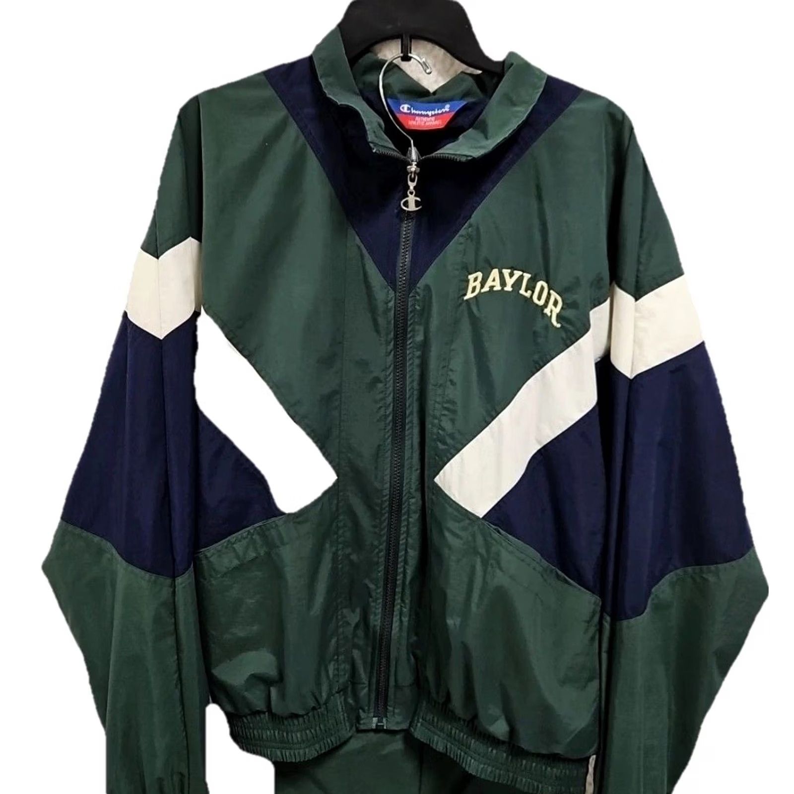 Champion VINTAGE Champion Baylor University Tracksuit Mens M Green Windbreaker Set Y2K Size US 31 - 5 Thumbnail