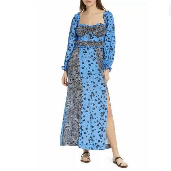 Free People Free People NWT Blue Floral Maxi Dress Size A MSRP: $168 Size S / US 4 / IT 40 - 1 Thumbnail