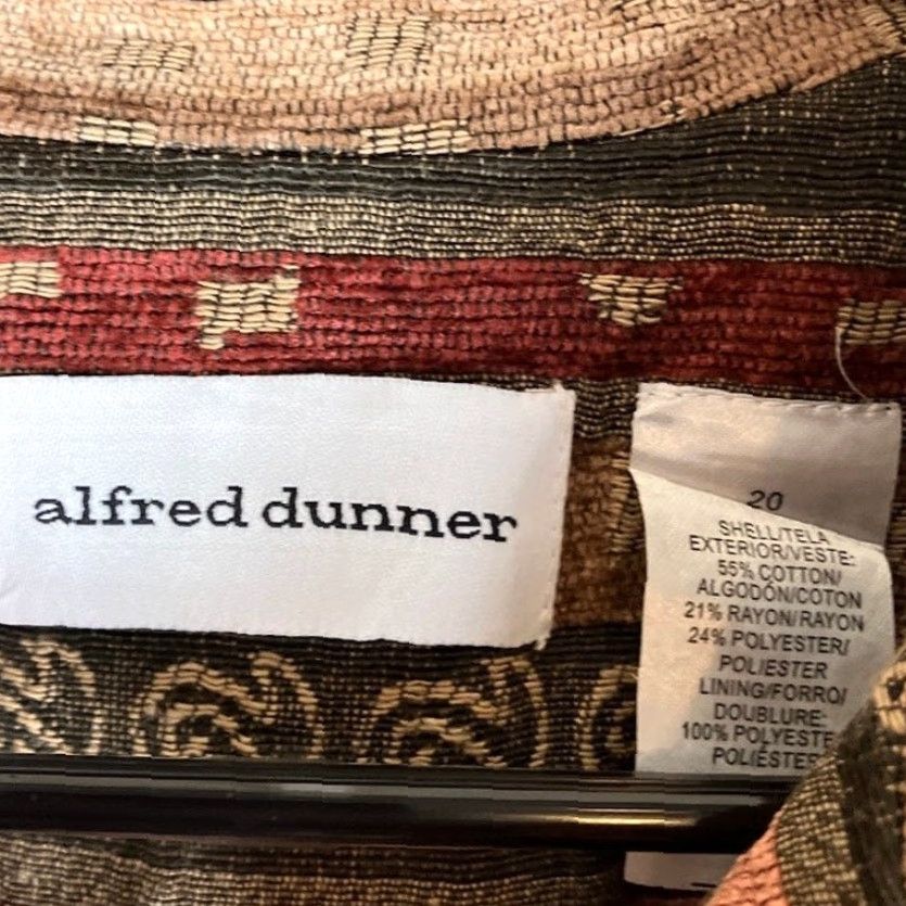 Vintage Alfred Dunner Womens Jacket Orange Brown Aztec Full Zip Shoulder Pads Cotton 20 Size 3XL / US 20-22 - 6 Thumbnail