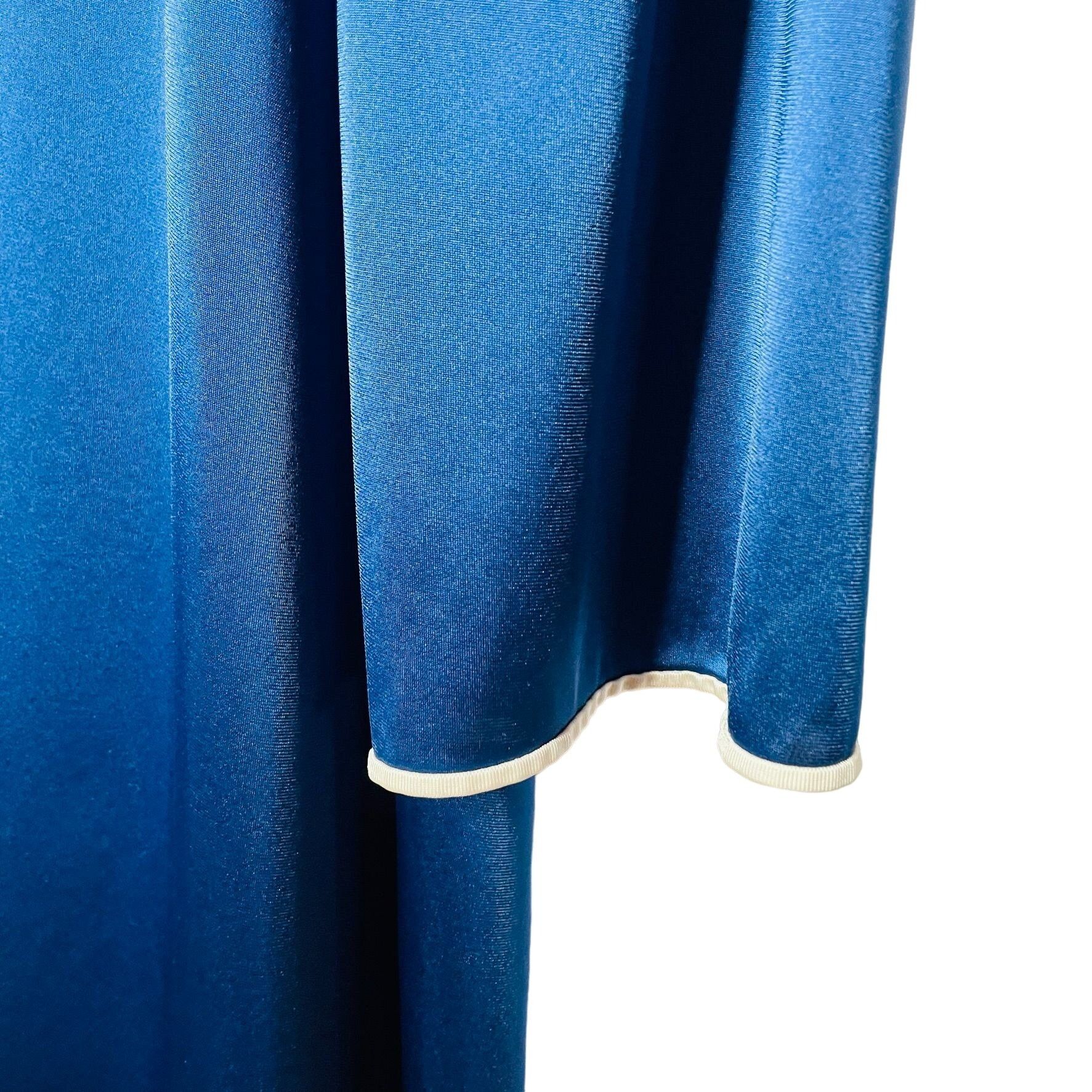 Vintage Shadowline Medium Satin Nightgown House Coat Robe Blue Long Size M / US 6-8 / IT 42-44 - 4 Thumbnail