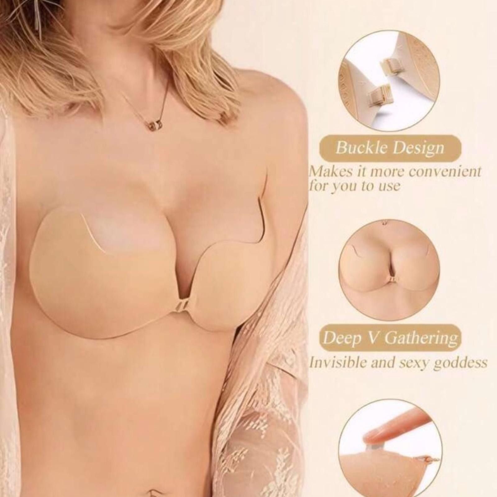 The Unbranded Brand Invisible Push-Up Adhesive Bra - Beige Size ONE SIZE - 2 Thumbnail