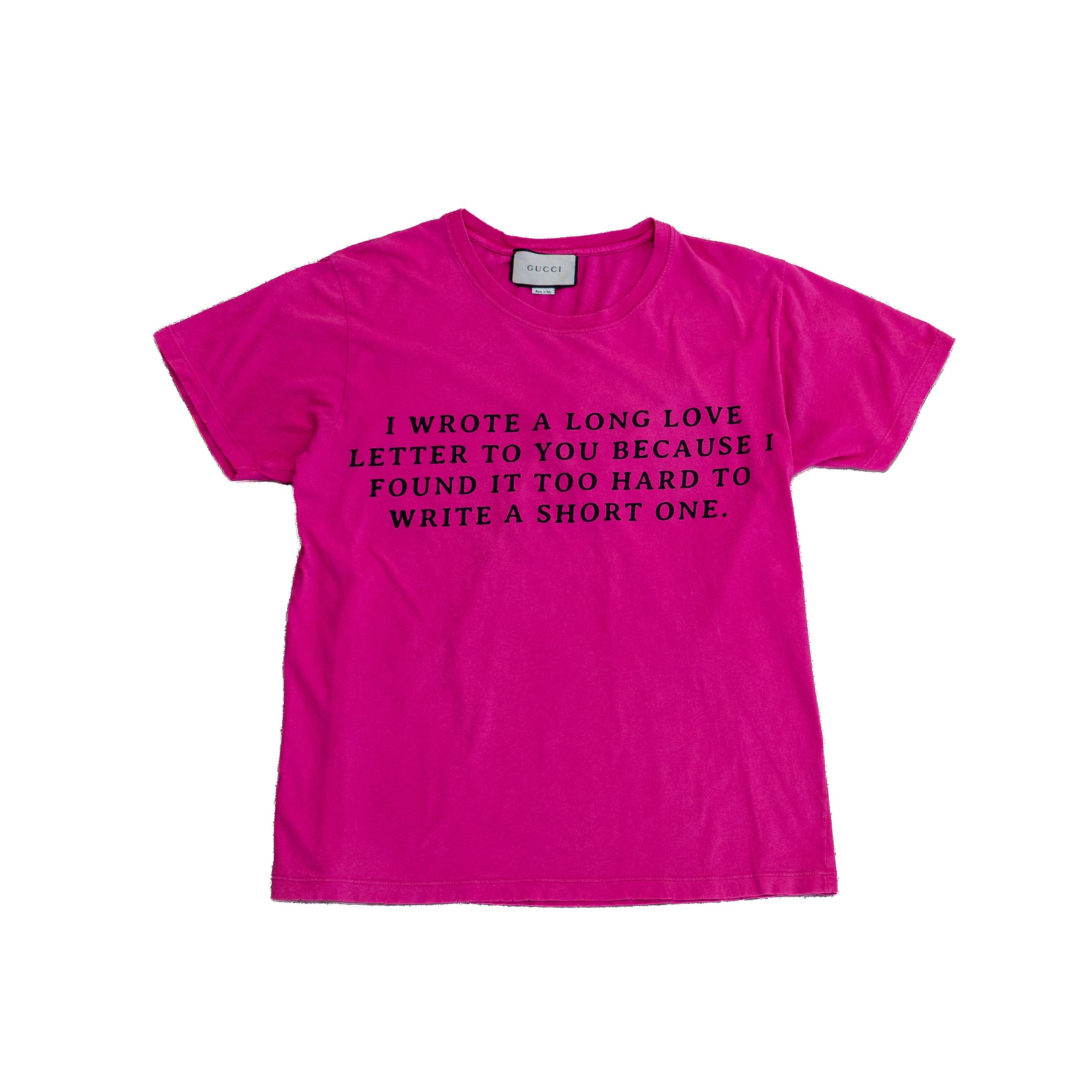Gucci Gucci Men’s 2018 Guccy Hot Pink Cotton Love letter T-Shirt Size US S / EU 44-46 / 1 - 2 Thumbnail