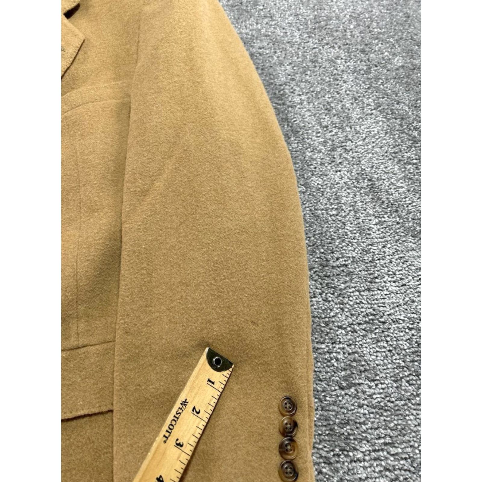 Hart Schaffner Marx VINTAGE Hart Schaffner Marx Blazer Jacket Mens 46 Beige Camel Hair Single Vented Size 46R - 5 Thumbnail