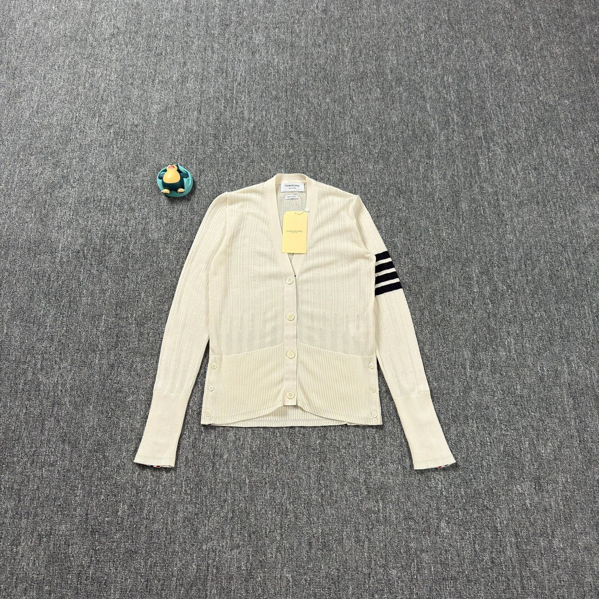 Thom Browne Thom Browne White Stripe Knit Cardigan Size US M / EU 48-50 / 2 - 1 Thumbnail