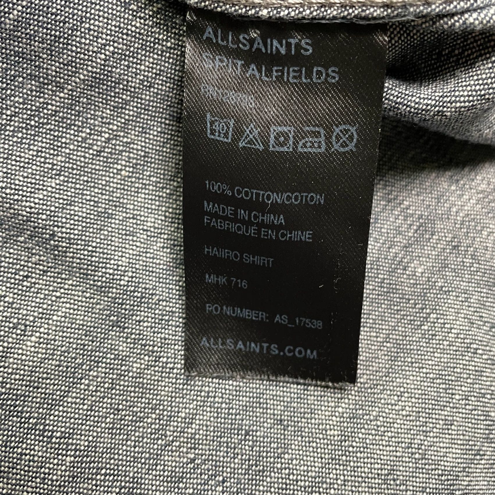 Allsaints VINTAGE none? (No) AllSaints Shirt Mens S Blue Long Sleeve Chambray Button-Up Shirt Size US S / EU 44-46 / 1 - 6 Thumbnail