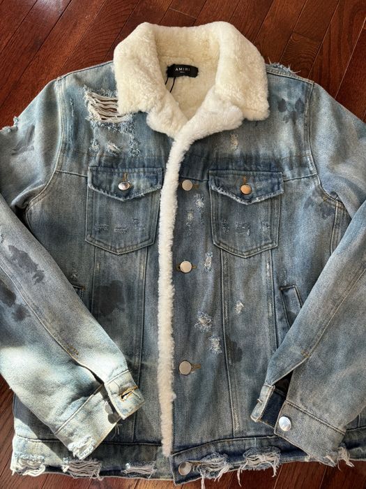 Amiri shearling denim on sale jacket