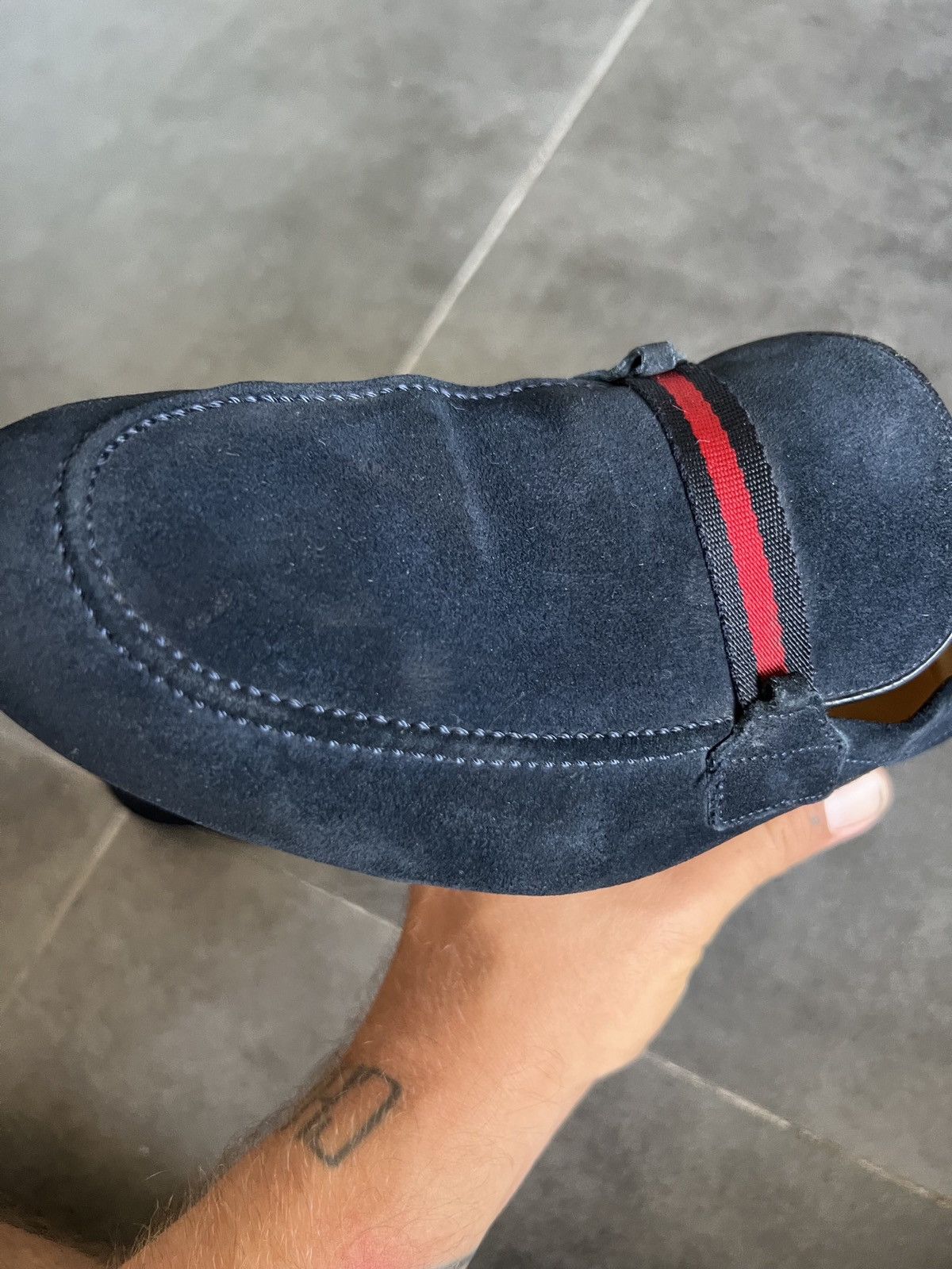 Designer × Gucci × Vintage Vintage GUCCI Web Stripe Suede Loafers Size US 7.5 / EU 40-41 - 8 Thumbnail