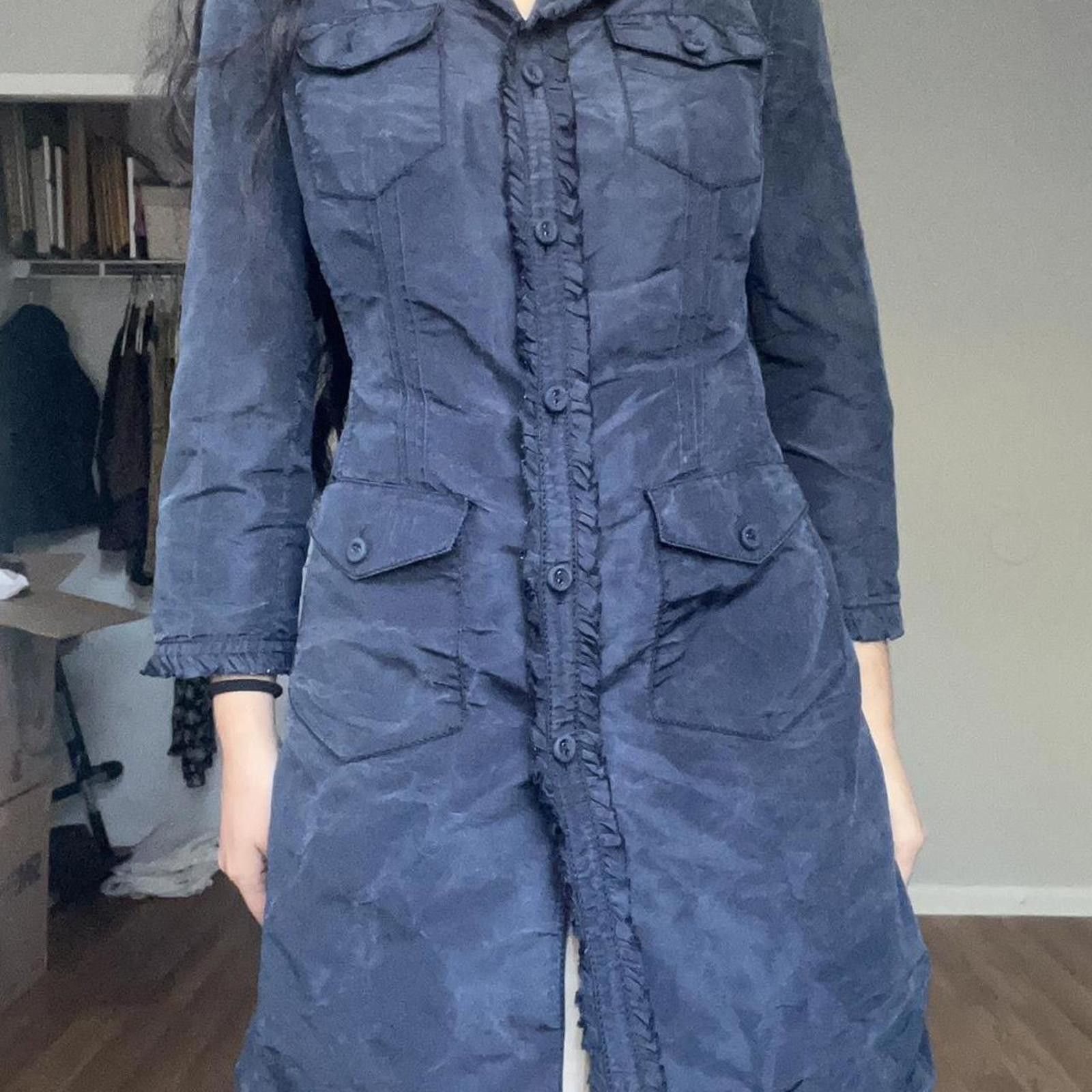 Prada Navy blue silk trench coat with ruffles and pockets #boho Size S / US 4 / IT 40 - 1 Thumbnail