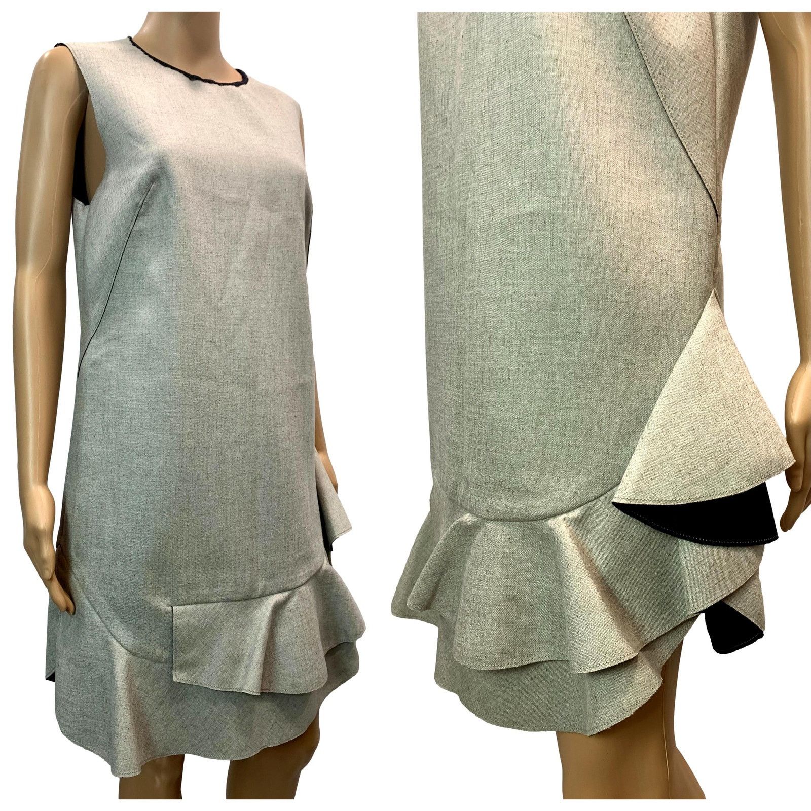 3.1 Phillip Lim 3.1 Phillip Lim Neutral Sleeveless Shift Dress w Flounce Hem Size M / US 6-8 / IT 42-44 - 5 Thumbnail