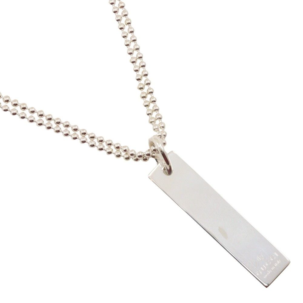Gucci Gucci Logo Bar Double Ball Necklace Silver 925 Size ONE SIZE - 1 Thumbnail
