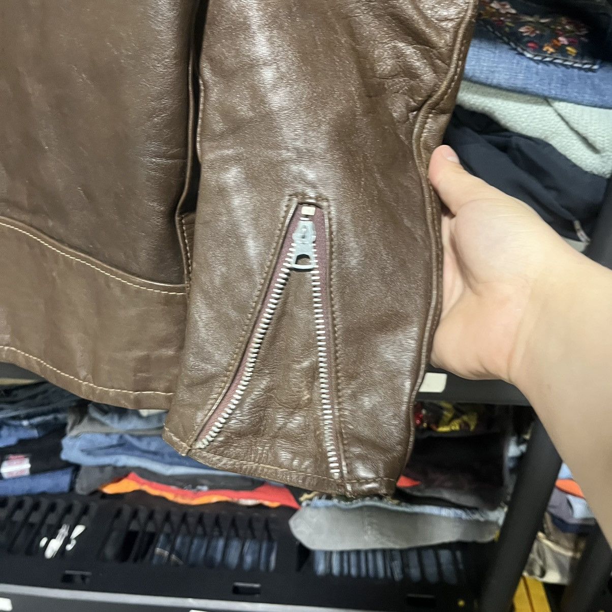 Vintage VINTAGE 1960s CYCLE RIDE MOTORCYCLE BROWN LEATHER JACKET Size US S / EU 44-46 / 1 - 10 Thumbnail