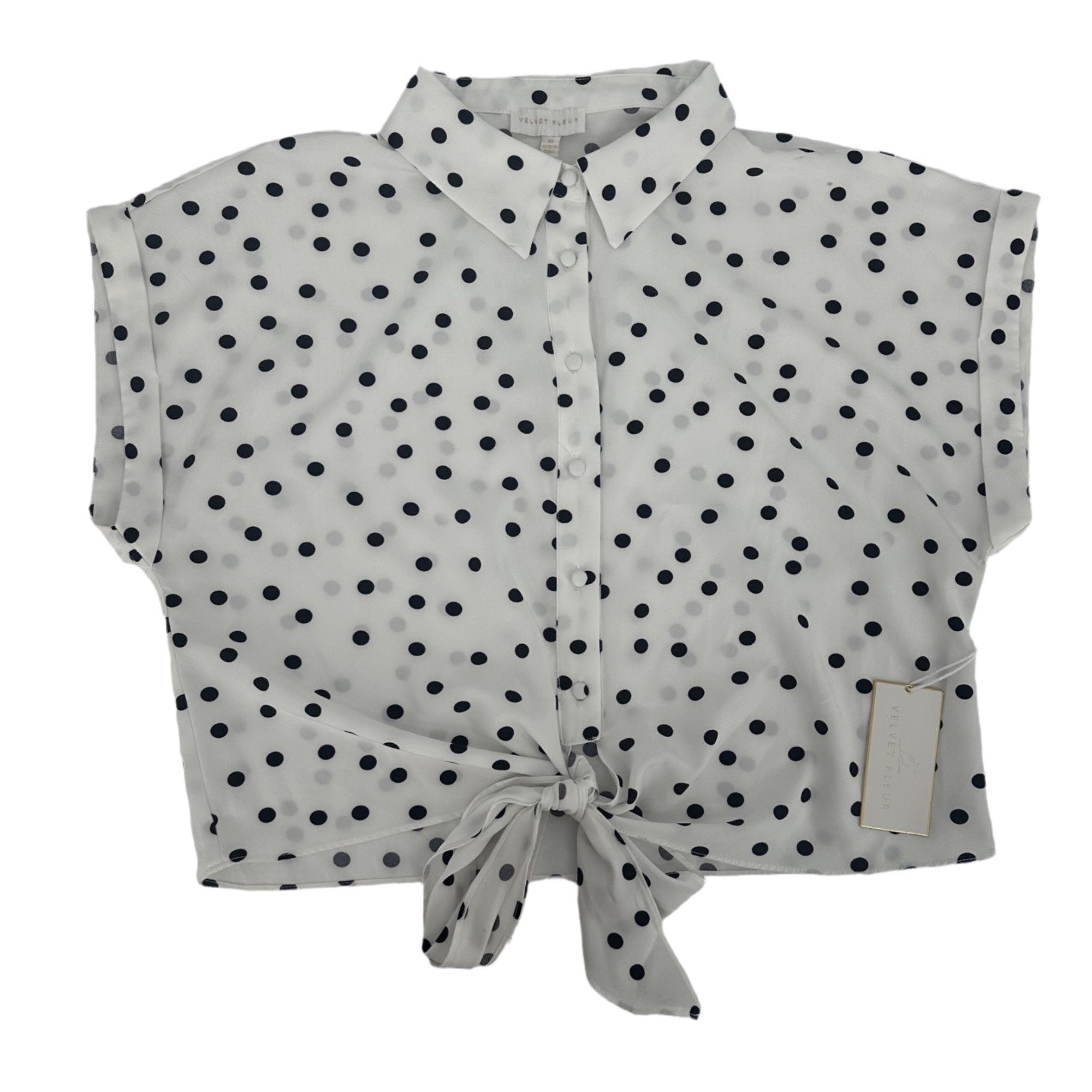 Other NWT Velvet Fleur White Button-Front Blouse Black Polka Dots Size XL / US 12-14 / IT 48-50 - 4 Thumbnail