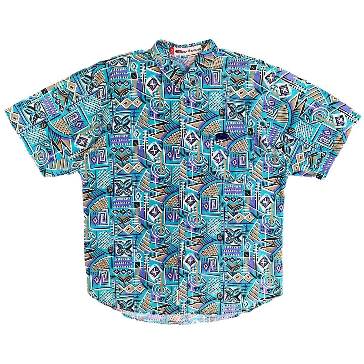 Image of Quiksilver Aloha Button Down Shirt in Blue, Men's (Size XL)