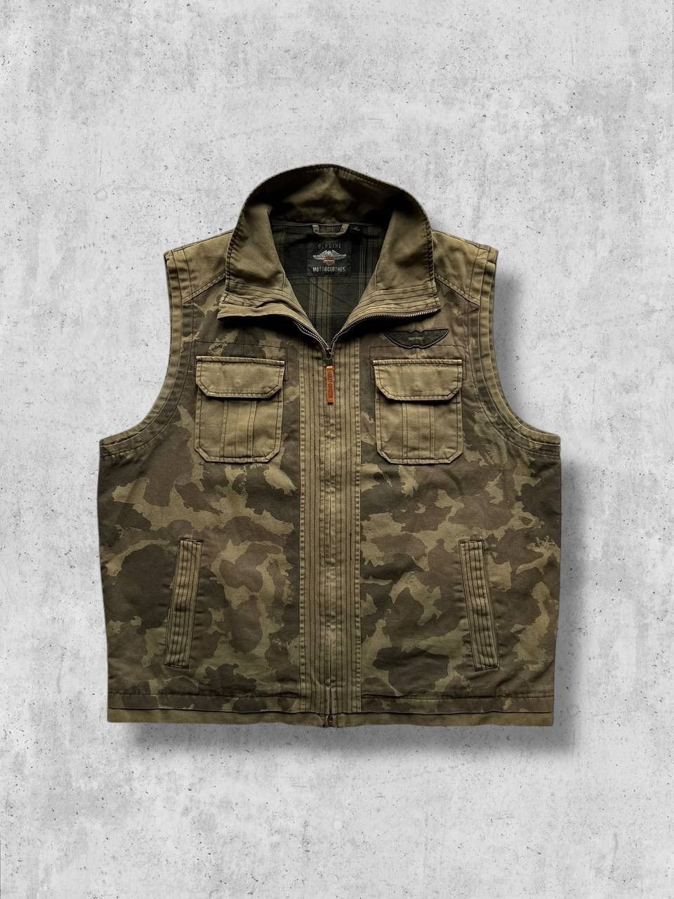 HARLEY DAVIDSON military camo vest heavy vintage racing