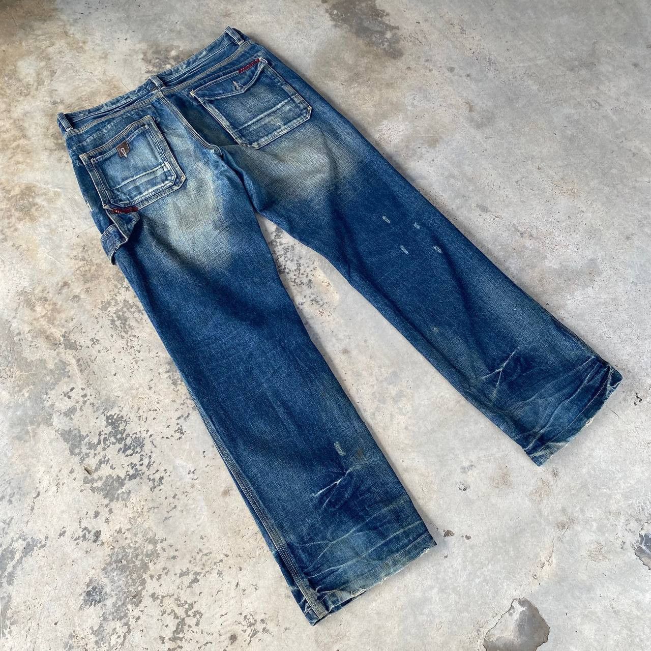 Japanese Brand W36X33 VTG BACK NUMBER DISTRESSED DENIM MUDWASH RUSTY DIRTY Size US 36 / EU 52 - 6 Thumbnail