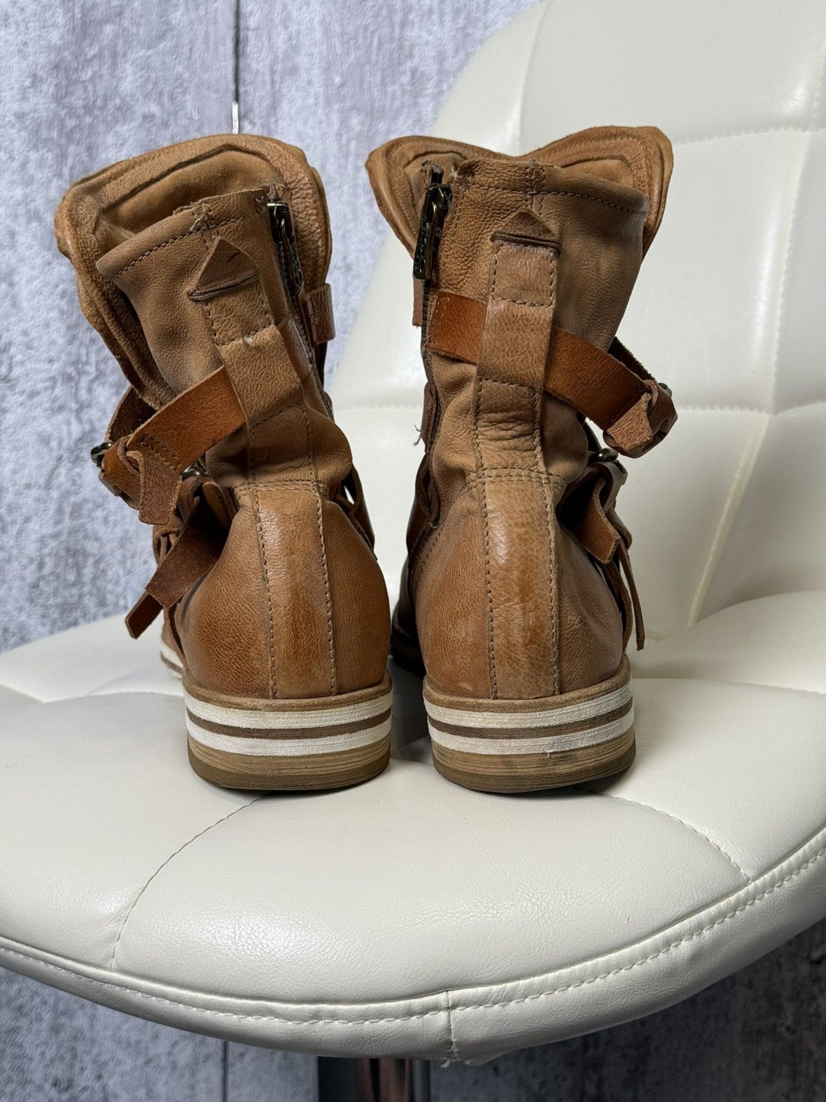 A.S.98 A.S.98 Airstep Brown Leather Strap Buckle Avant-Garde Boots Size US 10 / EU 43 - 17 Thumbnail