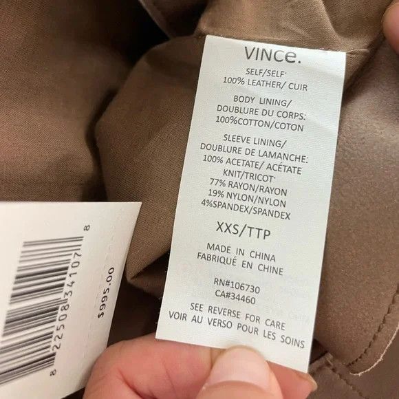 Vince Vince Brown Leather Jacket with Minimalist Design Size XXS / US 00 / IT 34 - 2 Thumbnail