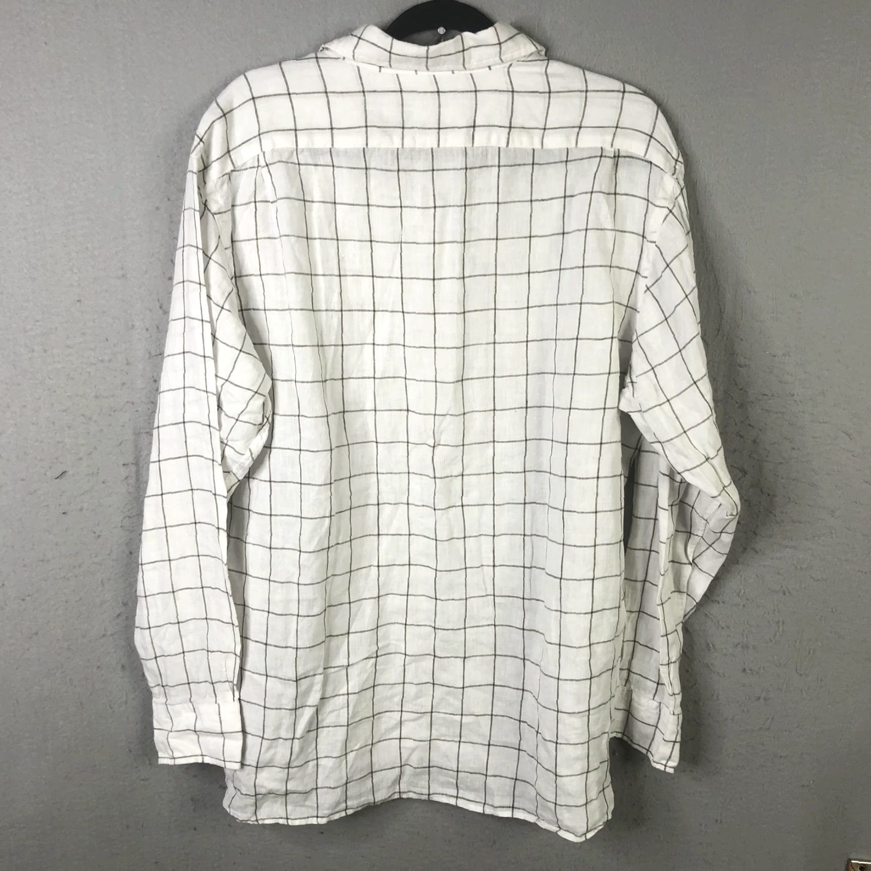 Cremieux Cremieux Collection Shirt Mens Large White Linen Windowpane Elbow Patch Casual Size US L / EU 52-54 / 3 - 2 Thumbnail