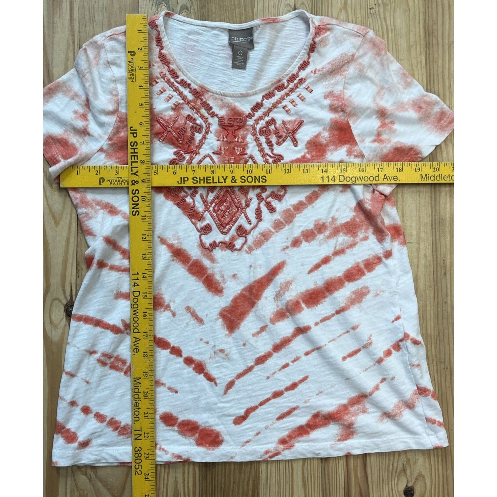 Chicos Chicos womens Top Size 0 Small Peach print T-shirt Size S / US 4 / IT 40 - 5 Thumbnail