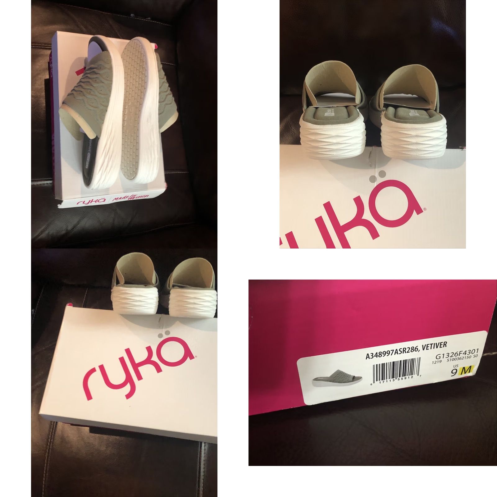 Vintage Ryka Women Stretch Knit Slides Wedges Nanette Green Sz 9M Ortholite Memory Foam Sandal Size US 9 / IT 39 - 8 Thumbnail