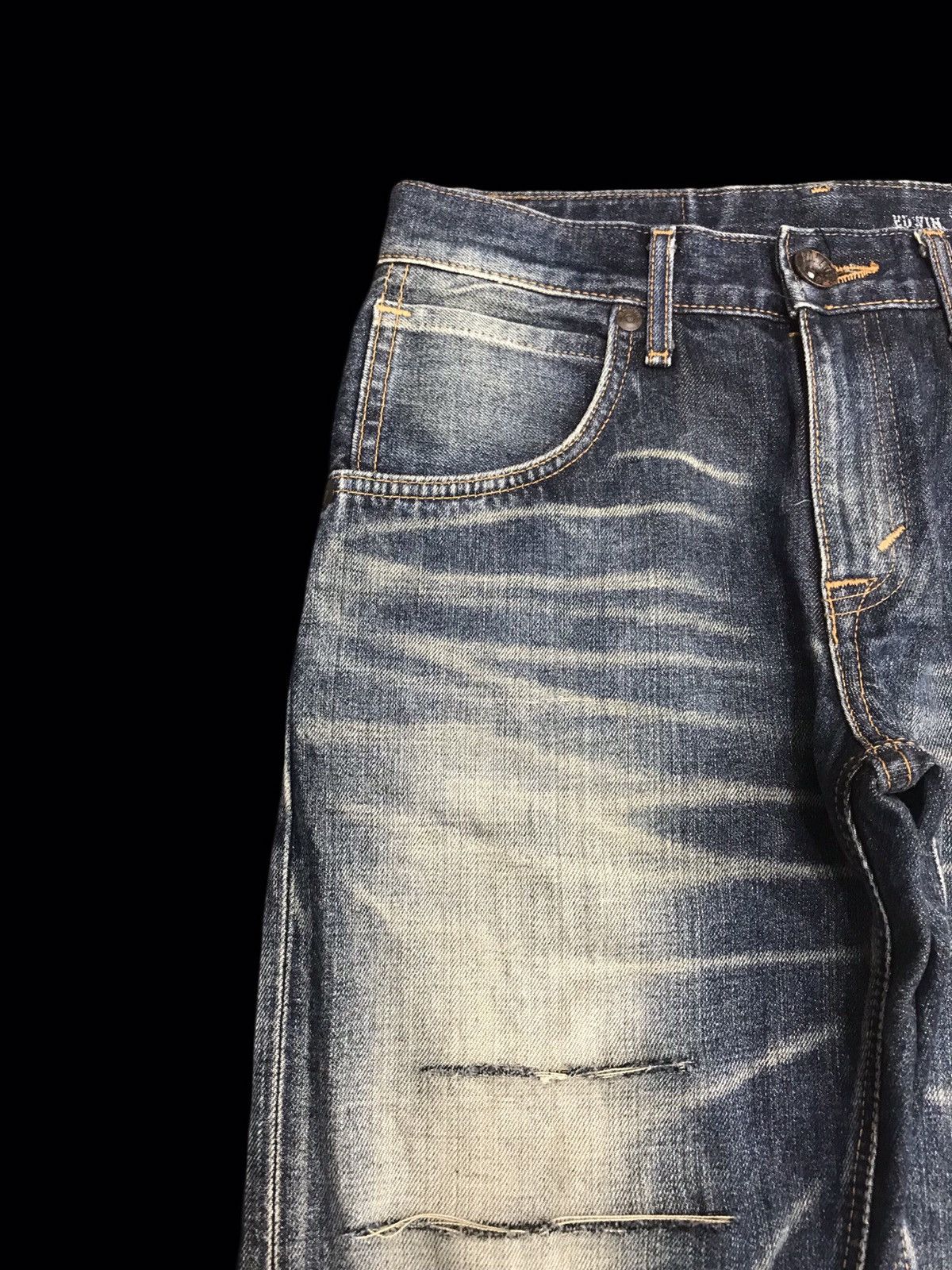 Edwin × Vintage EDWIN Super Distressed Mud Wash Regular Jeans F26 Size US 30 / EU 46 - 3 Thumbnail