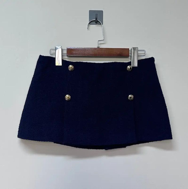 Miu Miu Navy Wool Mini Skirt 0089