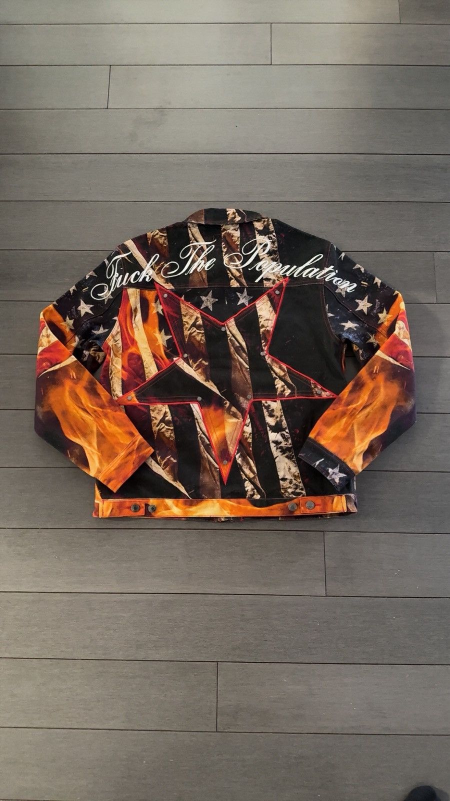 Fuck The Population FTP Pentagram Burning Flag Denim Jacket Size US S / EU 44-46 / 1 - 2 Thumbnail