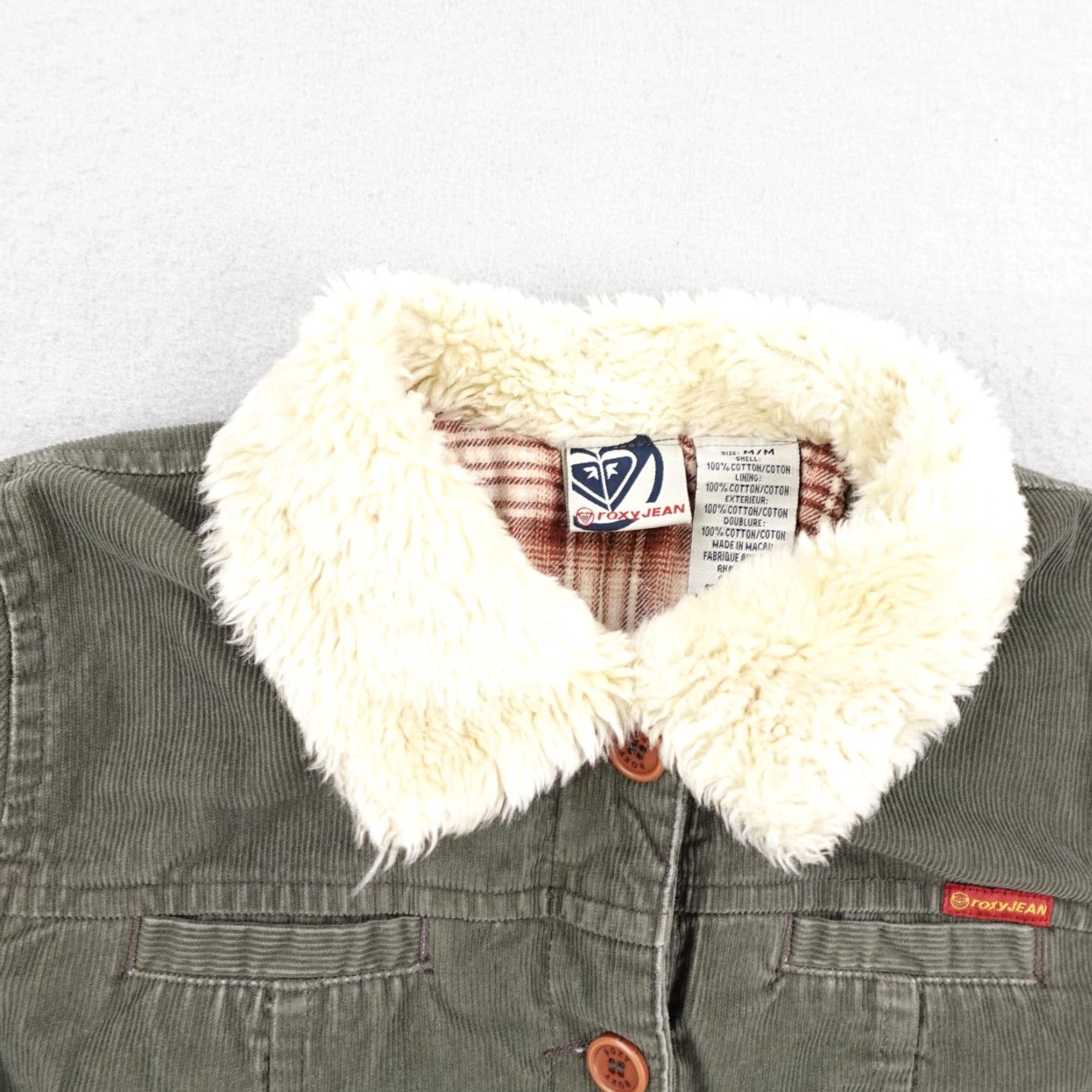 Vintage VINTAGE Roxy Jacket Womens Medium Green Corduroy Sherpa Lined Coat Y2K Jacket Coat Size M / US 6-8 / IT 42-44 - 2 Thumbnail
