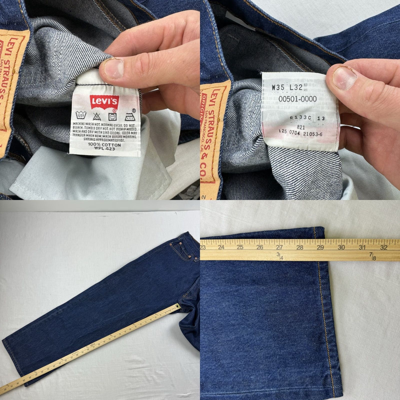Levi's VINTAGE Levi's 501 Jeans Men Adult 35x32 Blue Button Fly Grunge Workwear 2000s Y2K Straight Size US 35 - 8 Thumbnail