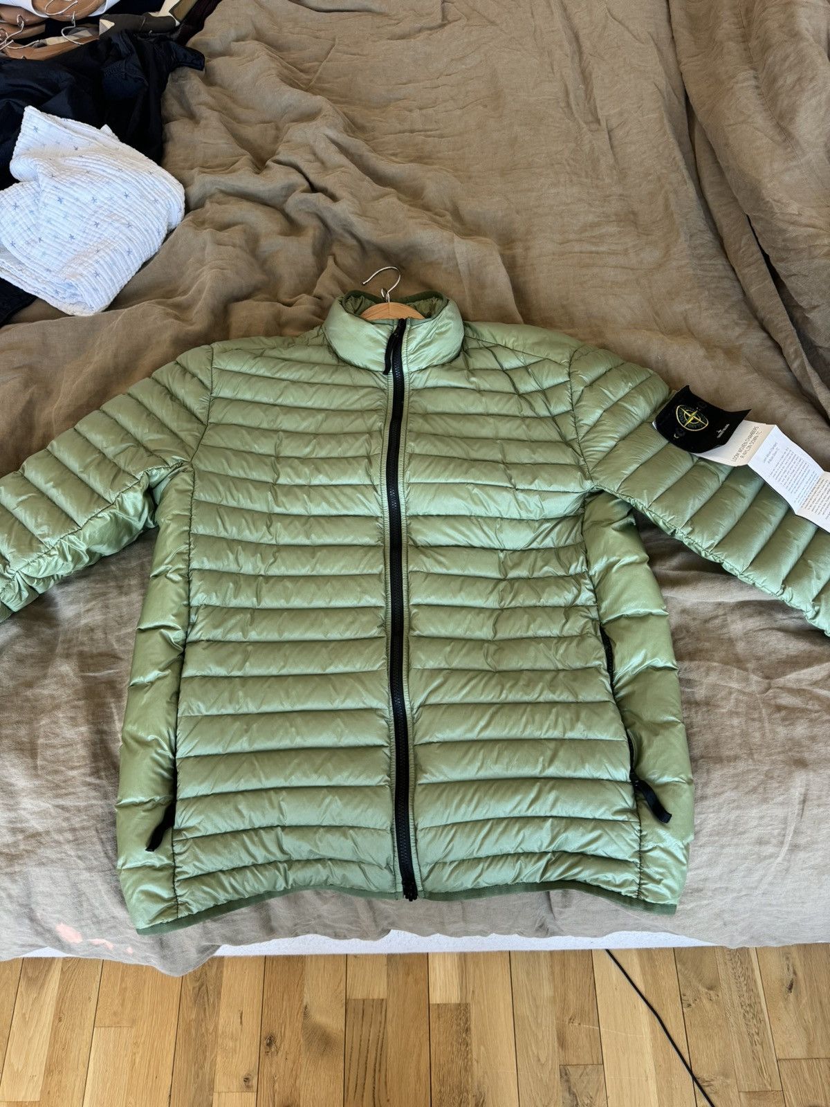 Image of Stone Island Packable Down Jacket Sage Green, Men's (Size XL)