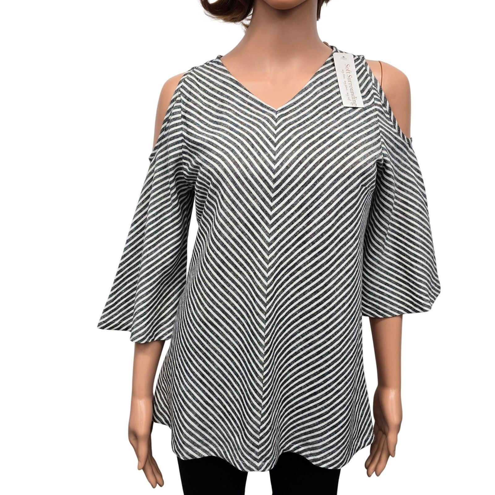 Soft Surroundings NWT Soft Surroundings Landfall Tunic Linen Cold Shoulder PXS Size XS / US 0-2 / IT 36-38 - 2 Thumbnail