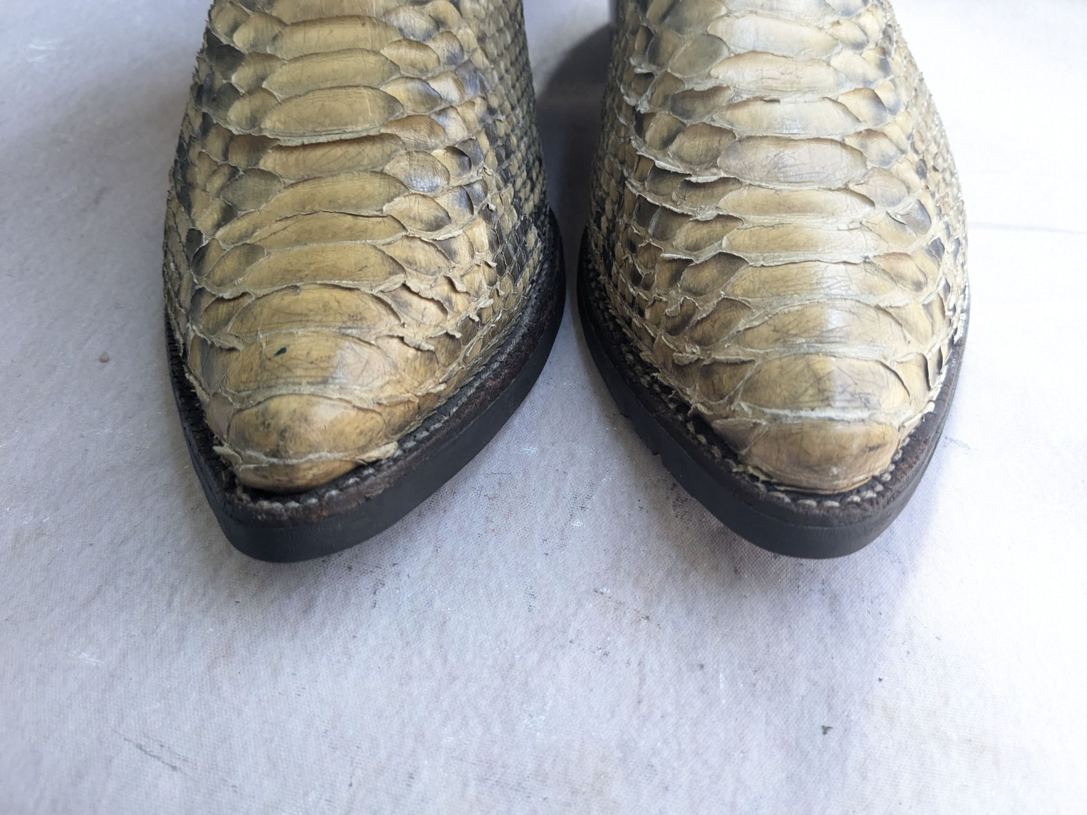 Other Justin Cowboy Boots Snakeskin Python Tan Black Leather 9.5 D Size US 9.5 / EU 42-43 - 2 Thumbnail