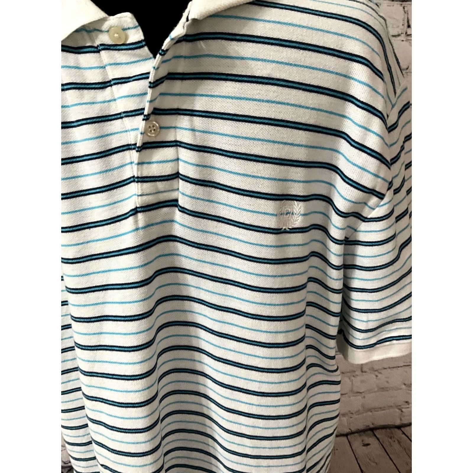Chaps VINTAGE CHAPS RALPH LAUREN MENS POLO XL Blue Striped Short Sleeve Collared Logo Polo Golf Mens XL Size US XL / EU 56 / 4 - 2 Thumbnail