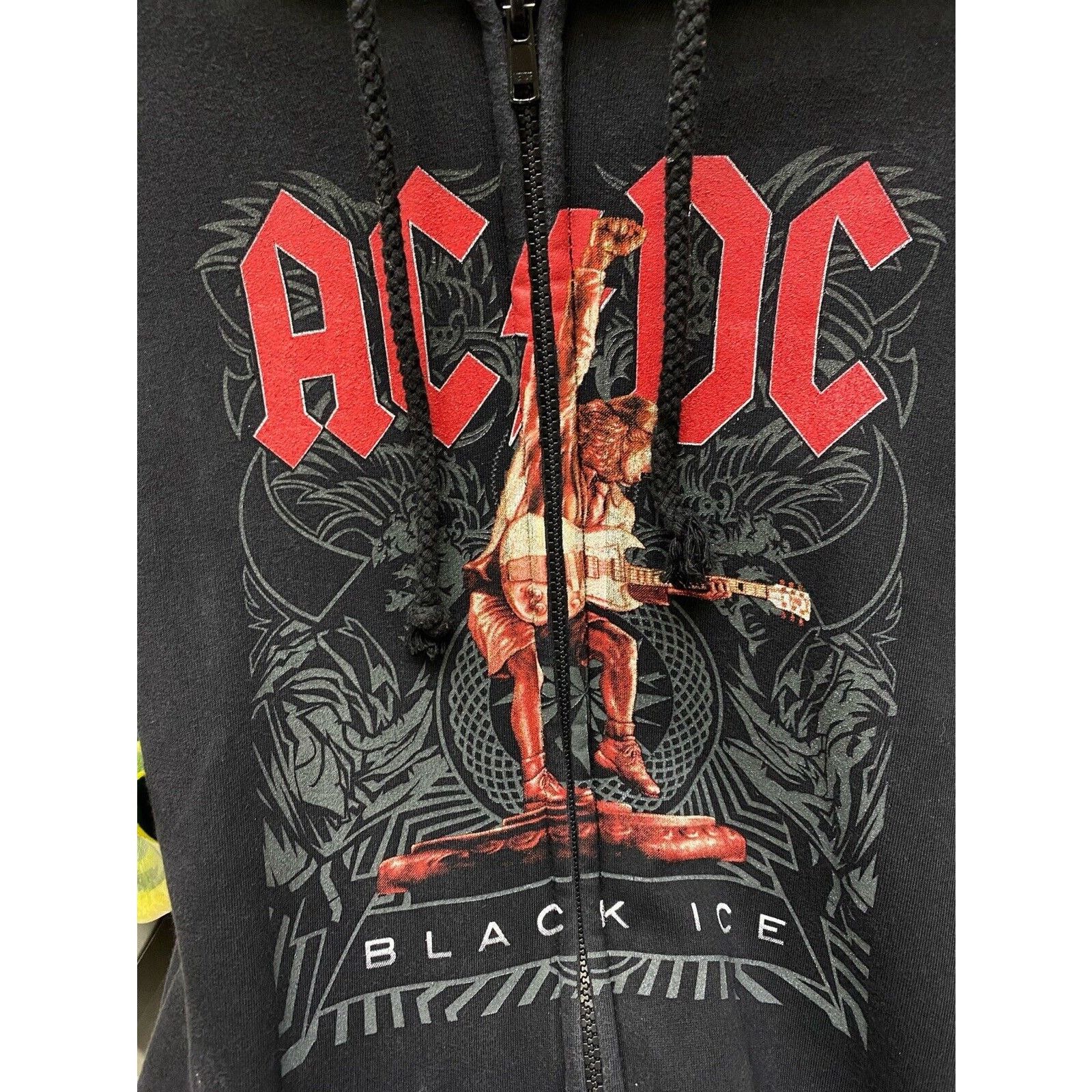 AC/DC × Vintage AC/DC Black Ice 2000s Zip Up Hoodie Promo Album Faded XL Size US XL / EU 56 / 4 - 13 Thumbnail