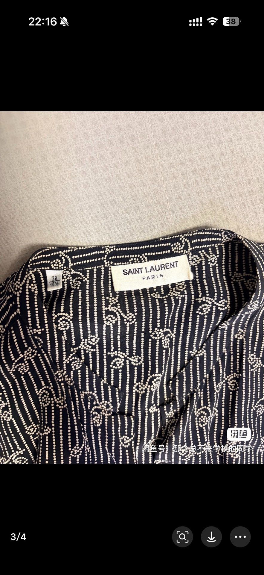 Anthony Vaccarello Saint Laurent SLP Silk Printed Henley Shirt Size US M / EU 48-50 / 2 - 3 Thumbnail