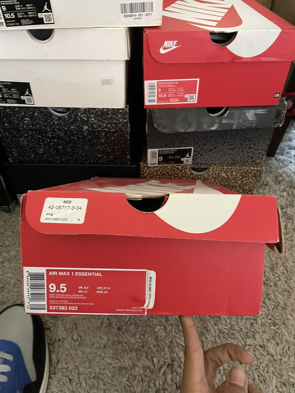 Nike Air Max 1 Essentials ‘Lyon Blue’ sz 9.5 Size US 9.5 / EU 42-43 - 10 Thumbnail