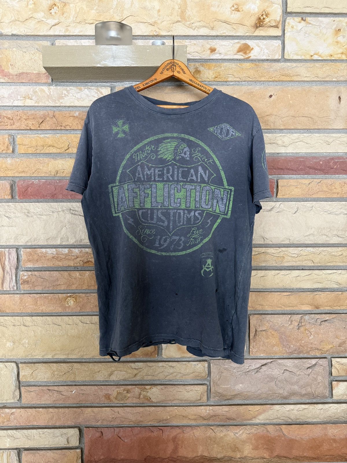 Vintage Vintage Y2K Affliction American Customs Thrashed Graphic Tee Size US L / EU 52-54 / 3 - 1 Thumbnail