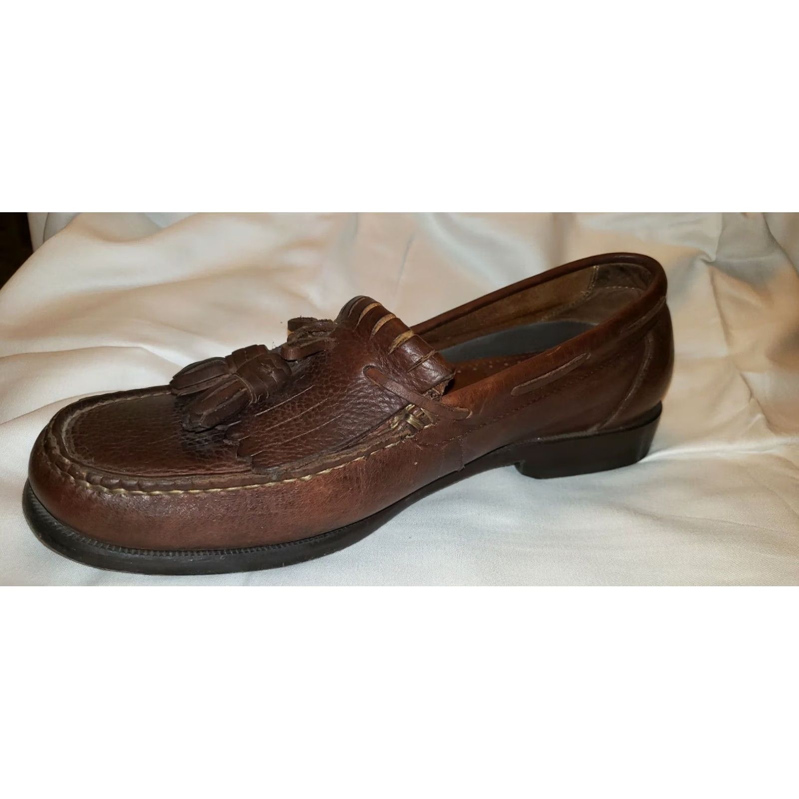 Vintage Bert Pulitizer Mens Loafers Brown Slip On 9D Tassels Leather Classic Casual Vintage No Size US 7 / EU 40 - 3 Thumbnail