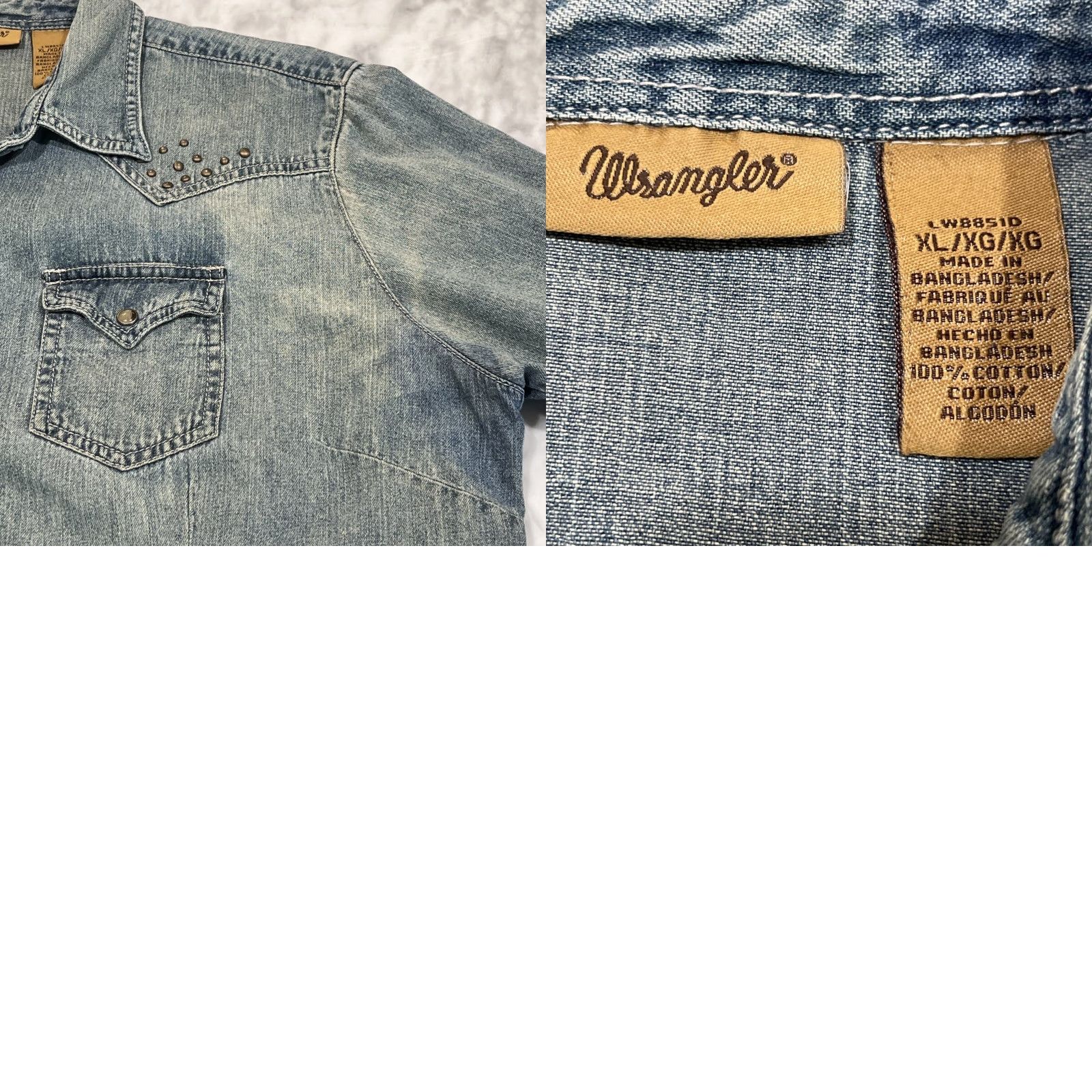 Wrangler VINTAGE Wrangler Pearl Snap Western Denim Shirt Women’s XL Fitted Faded Cotton Blue Embellished 1990s Western Womens Size XL / US 12-14 / IT 48-50 - 10 Thumbnail