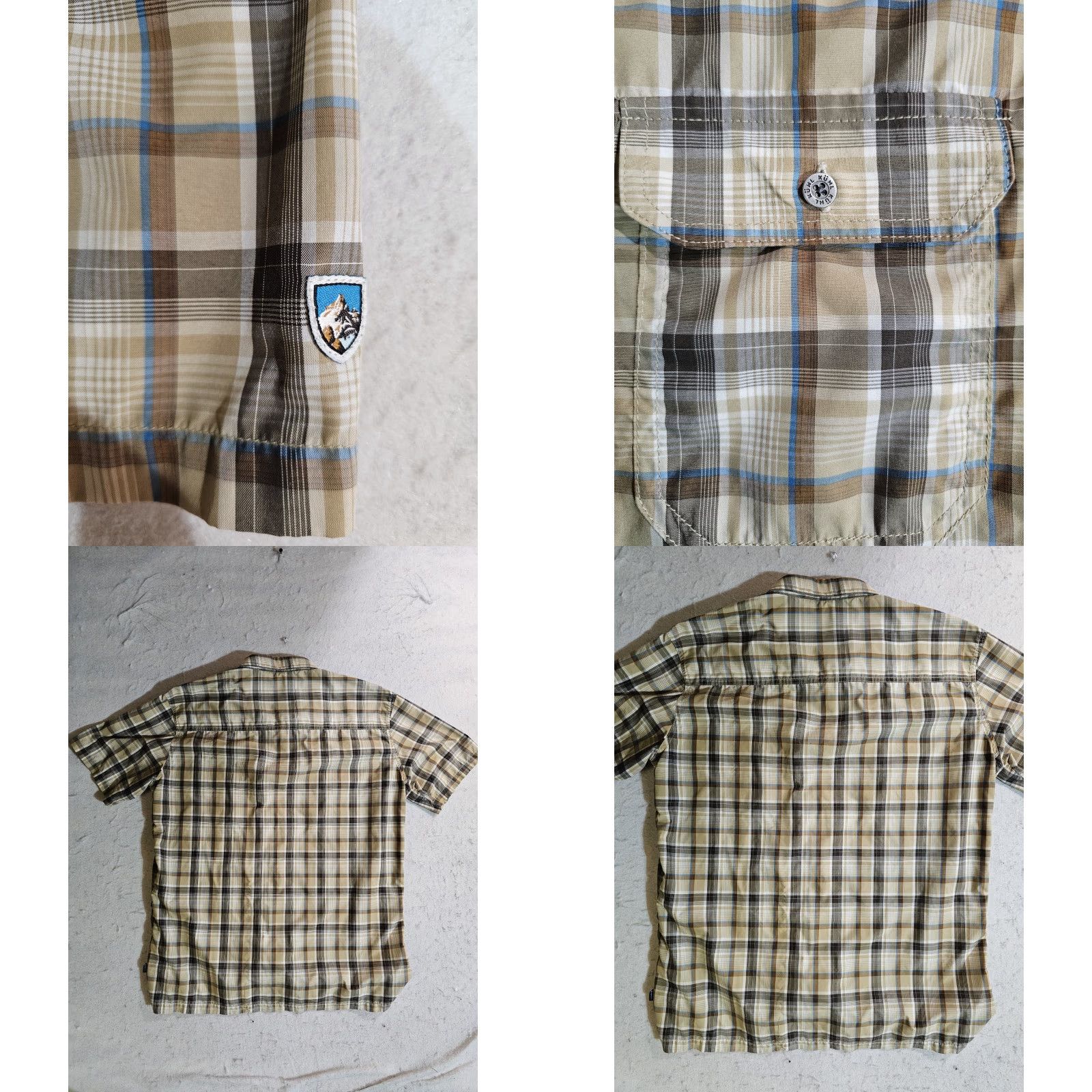 Vintage Kuhl Konquer Shirt Beige Plaid Button-Up Short Sleeve Eluxur Outdoor Mens Sz Lg Size US L / EU 52-54 / 3 - 8 Thumbnail