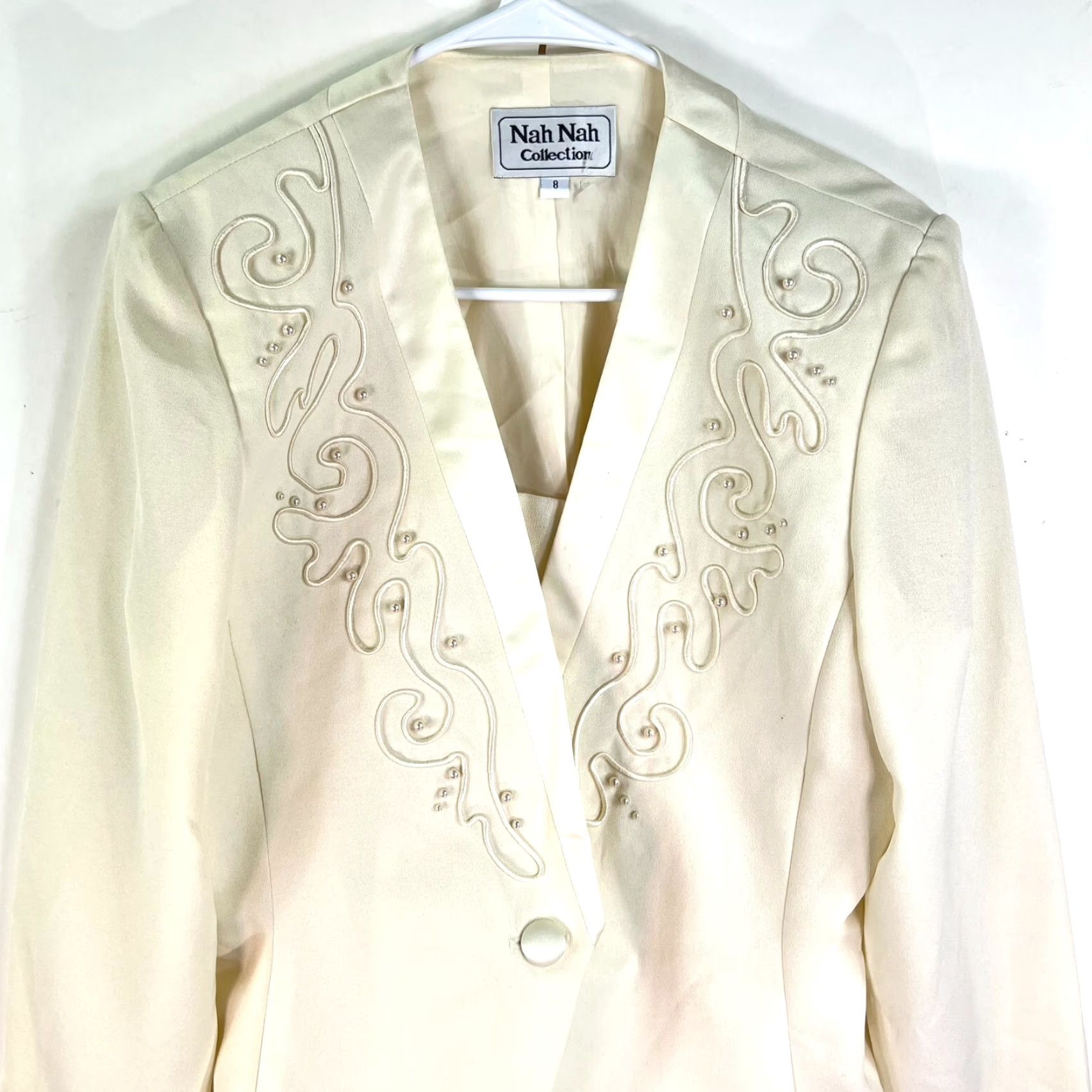 Vintage VINTAGE Nah Nah Ivory Slip Dress Suit with Rope & Pearls Size 8 Women Size M / US 6-8 / IT 42-44 - 2 Thumbnail