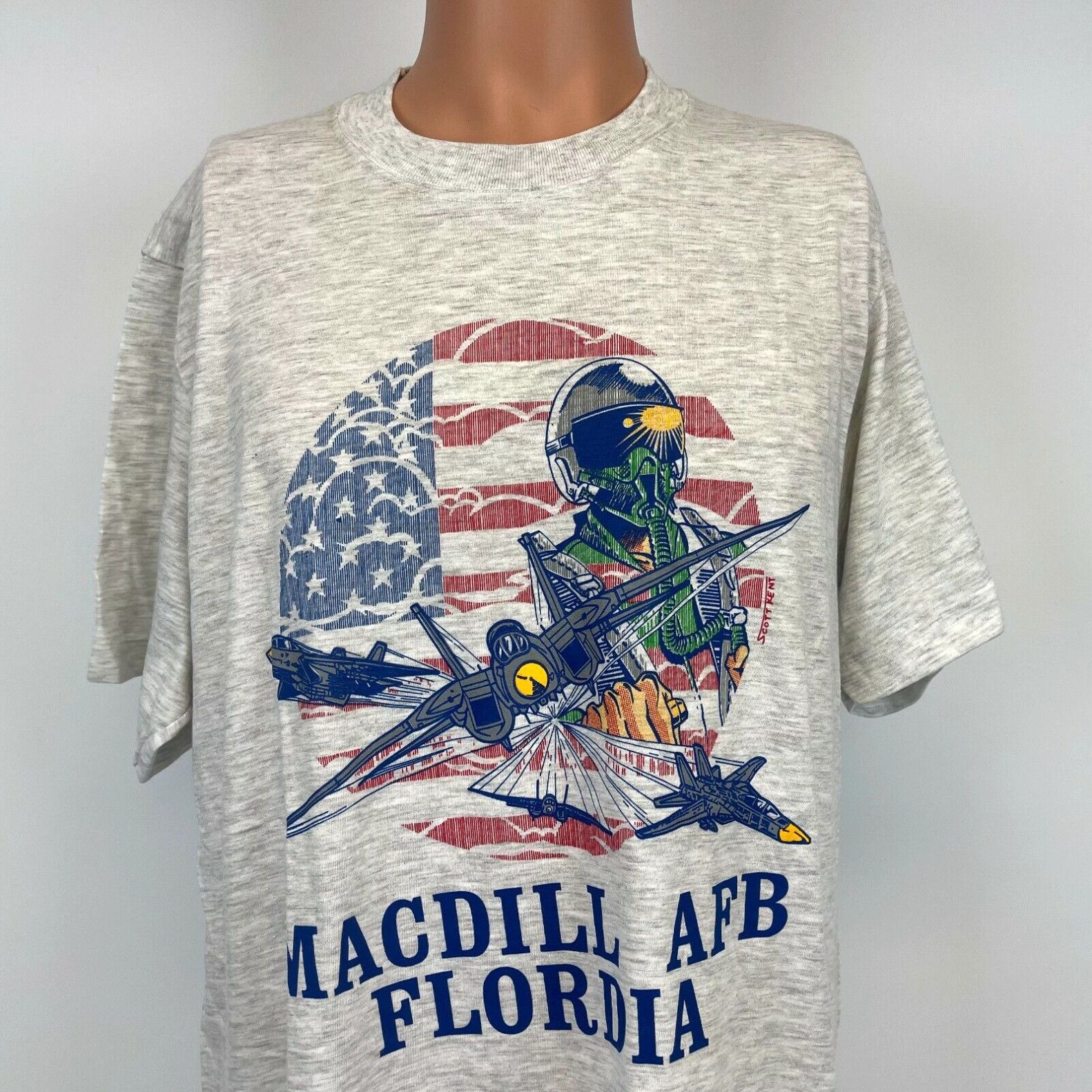 image of Vintage Macdill Air Force Base Florida Single Stitch T Shirt VTG 90's New Deadstock XL in White