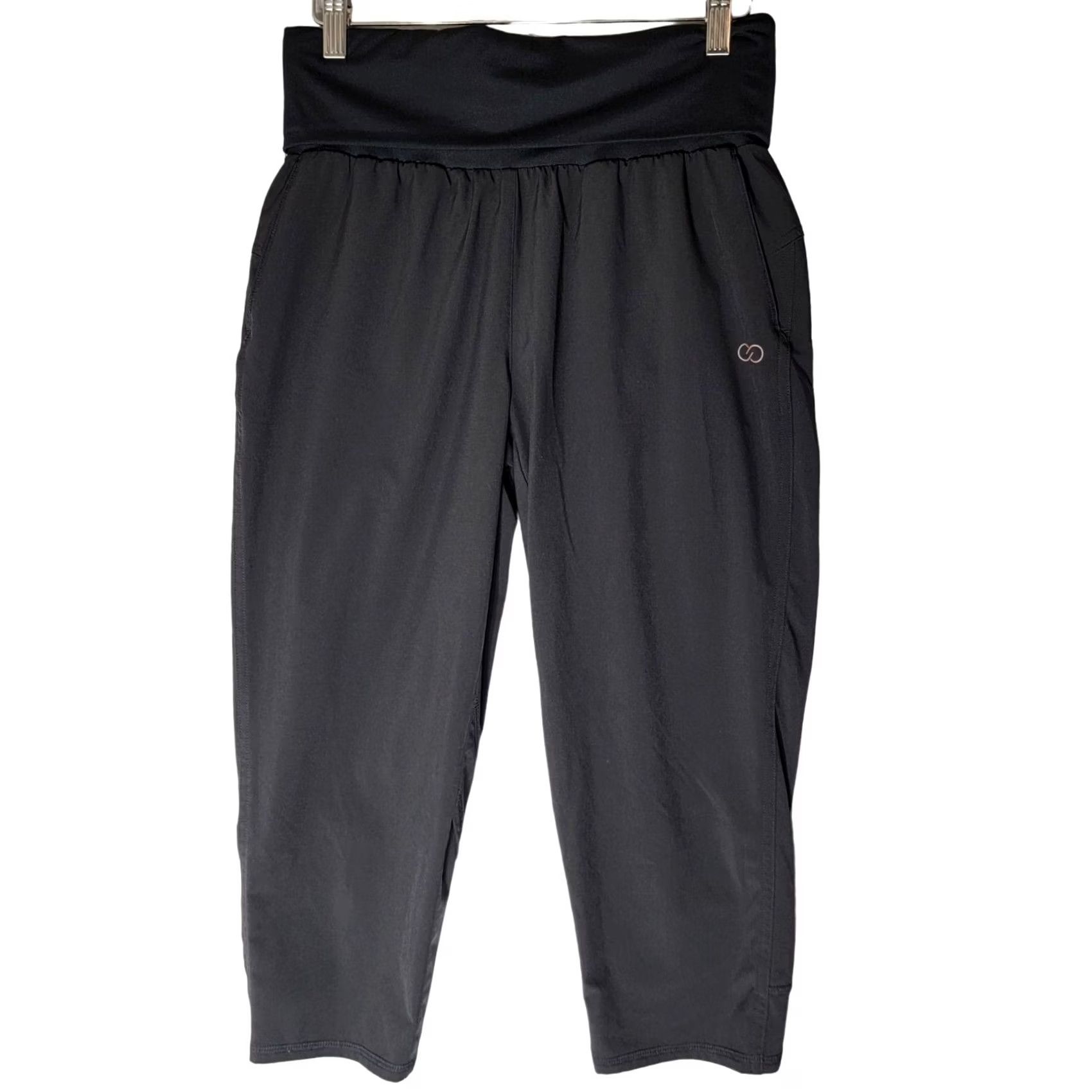 Vintage Calia Athletic Capri Pants Pull On Yoga Black Fold Over Waistband XS Size 26" / US 2 / IT 38 - 2 Thumbnail