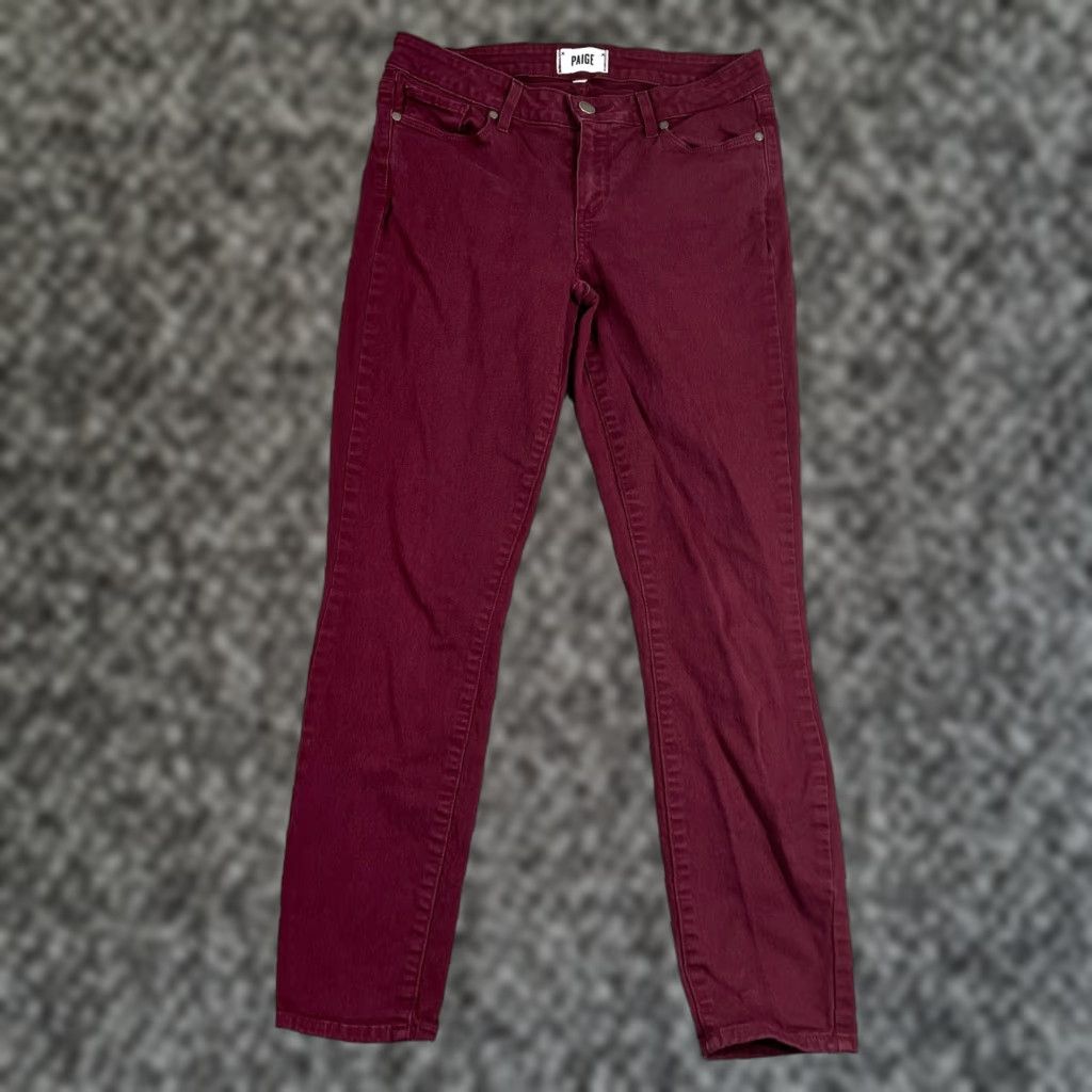 Paige VINTAGE Paige Jeans Womens 29 Verdugo Ankle Skinny Red Mid Rise Stretch Jeans Adult Regular 29 in Inseam 27 in Slim Womens Size 29" - 1 Thumbnail