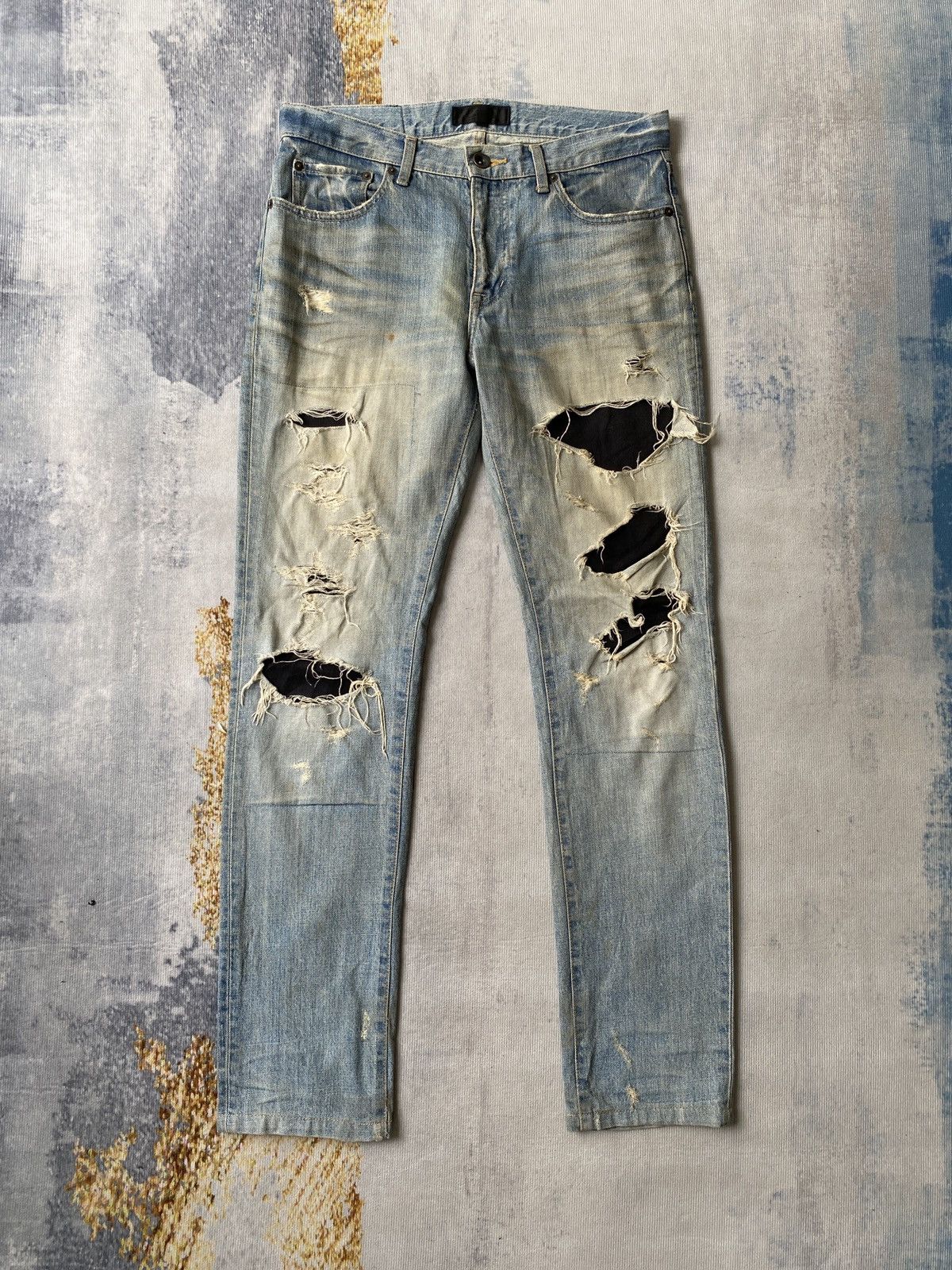 JACKROSE 2000s - Luvmaison Jackrose Japan Rusty Distressed Denim Size US 33 - 3 Thumbnail