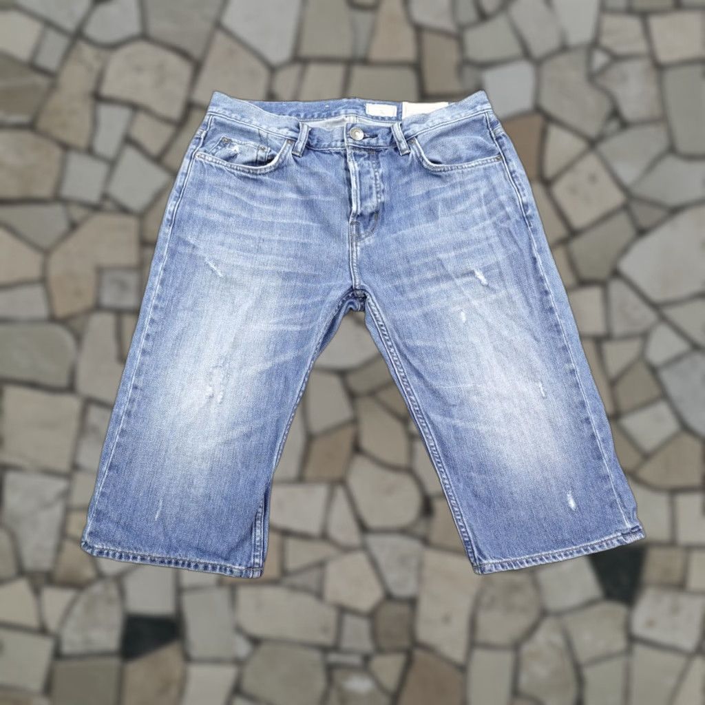 Allsaints All Saints Shorts Mens 30 Blue Denim Damascus Slim Jorts Distressed Button Fly Bermuda Denim Slim Mens 30 Blue Size US 30 / EU 46 - 1 Thumbnail