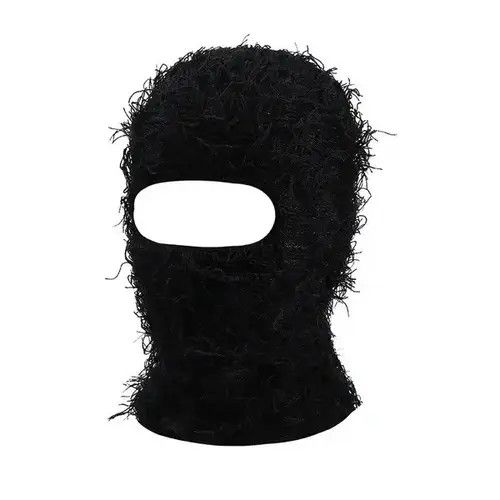 Other Distressed Black Knit Balaclava y2k Ski Mask Size ONE SIZE - 3 Thumbnail